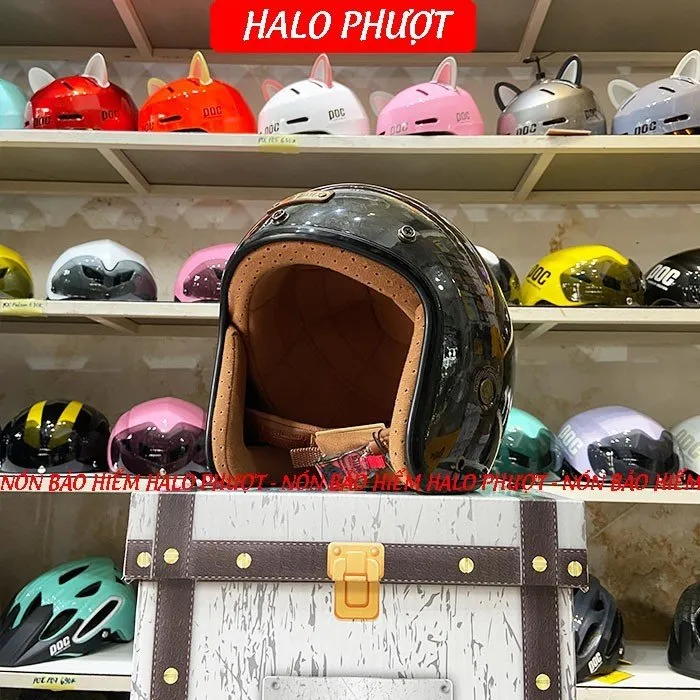 Mũ bảo hiểm 3/4 Bulldog Heli Carbon Nebula (Tặng khóa số)