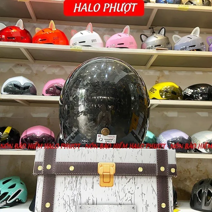 Mũ bảo hiểm 3/4 Bulldog Heli Carbon Nebula (Tặng khóa số)