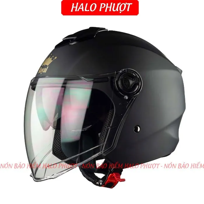 ( Tặng Tem KYT ) Nón bảo hiểm 3/4 2 kính Royal M668 (XH01 2 kính) - Đen Nhám