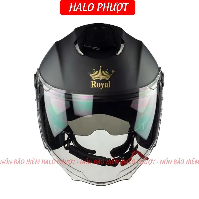 ( Tặng Tem KYT ) Nón bảo hiểm 3/4 2 kính Royal M668 (XH01 2 kính) - Đen Nhám