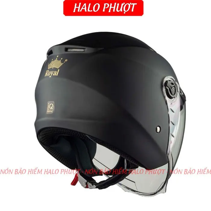 ( Tặng Tem KYT ) Nón bảo hiểm 3/4 2 kính Royal M668 (XH01 2 kính) - Đen Nhám