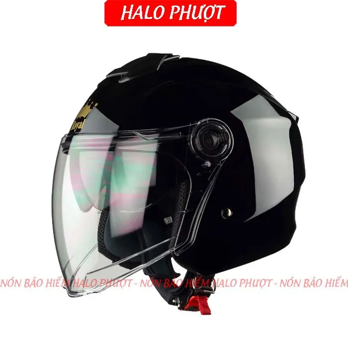 ( Tặng Tem KYT ) Nón bảo hiểm 3/4 2 kính Royal M668 (XH01 2 kính) - Đen Bóng