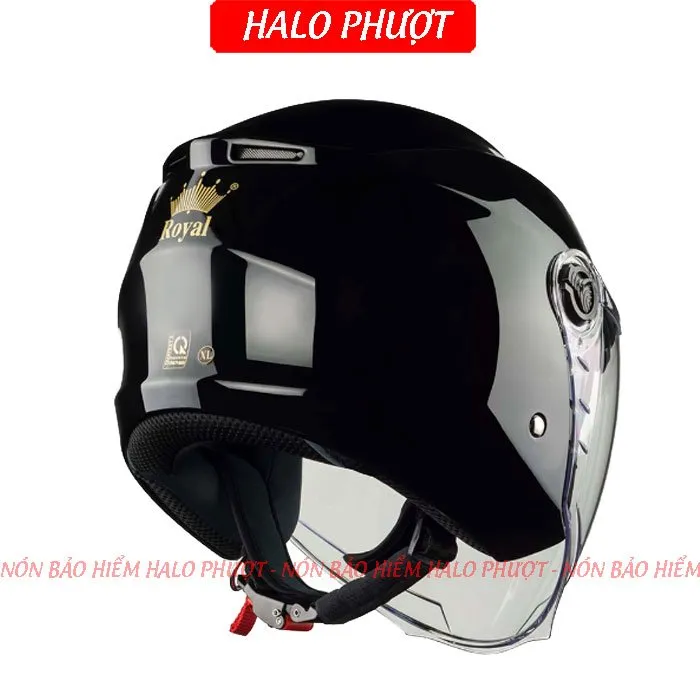 ( Tặng Tem KYT ) Nón bảo hiểm 3/4 2 kính Royal M668 (XH01 2 kính) - Đen Bóng