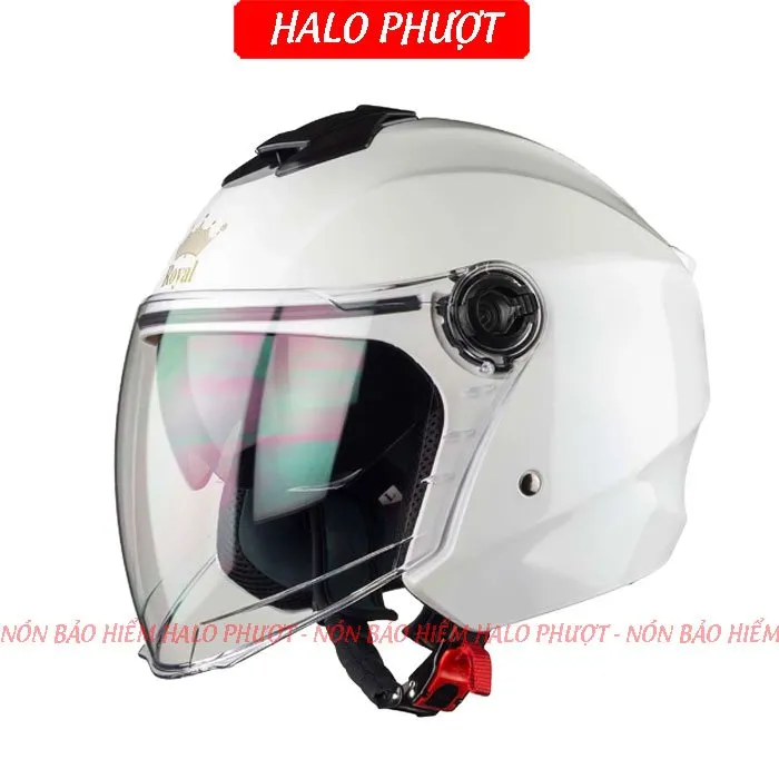 ( Tặng Tem KYT ) Nón bảo hiểm 3/4 2 kính Royal M668 (XH01 2 kính) - Trắng Bóng