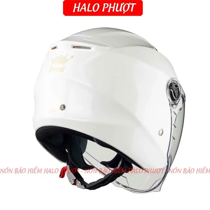 ( Tặng Tem KYT ) Nón bảo hiểm 3/4 2 kính Royal M668 (XH01 2 kính) - Trắng Bóng