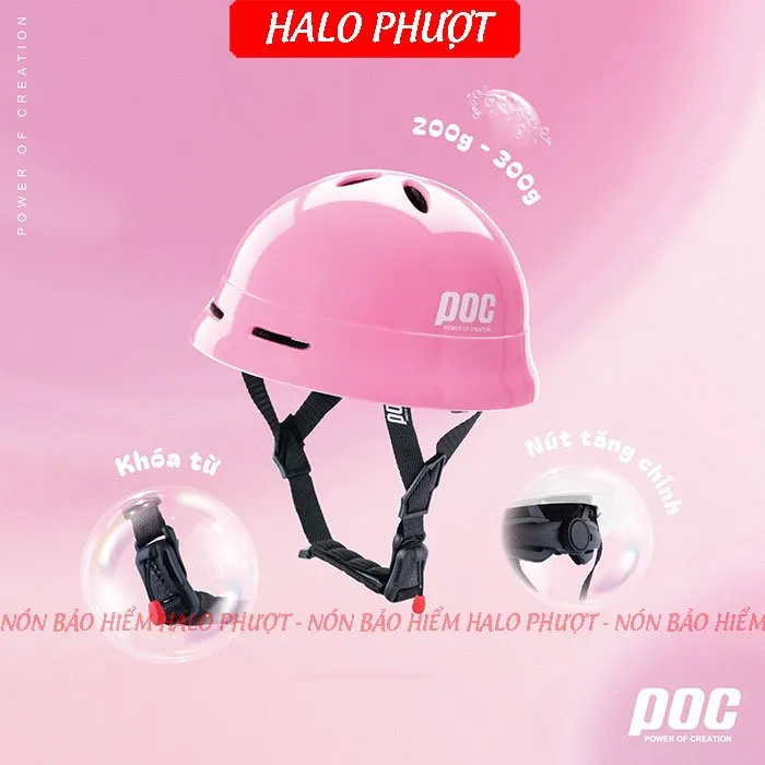 Nón POC PK02 Hồng Bóng (Tặng tai mèo)