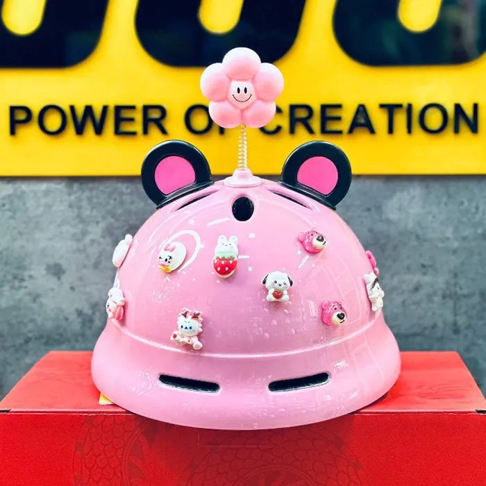 Nón POC PK02 Hồng Bóng (Tặng tai mèo)