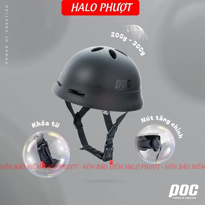 Nón POC PK02 Đen Nhám (Tặng tai mèo)