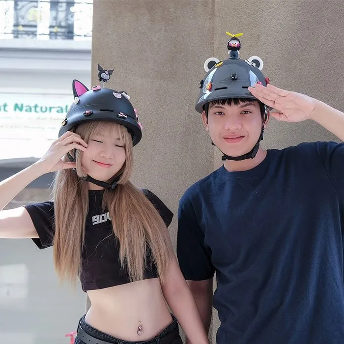 Nón POC PK02 Đen Nhám (Tặng tai mèo)