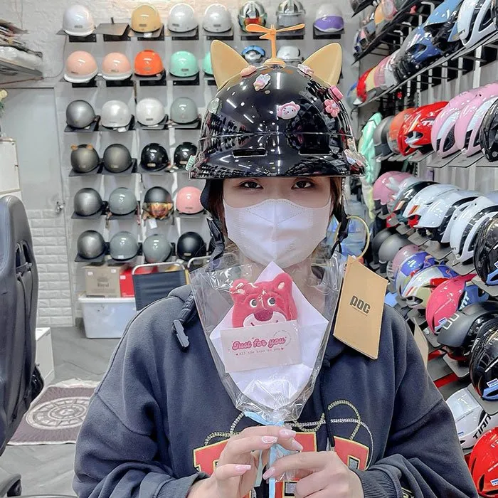 Nón POC PK02 Đen Bóng (Tặng tai mèo)