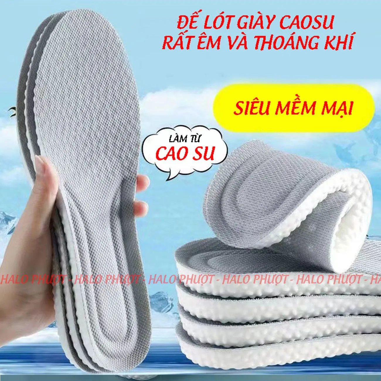 Lót giày cao su đàn hồi, hạn chế tê mỏi chân