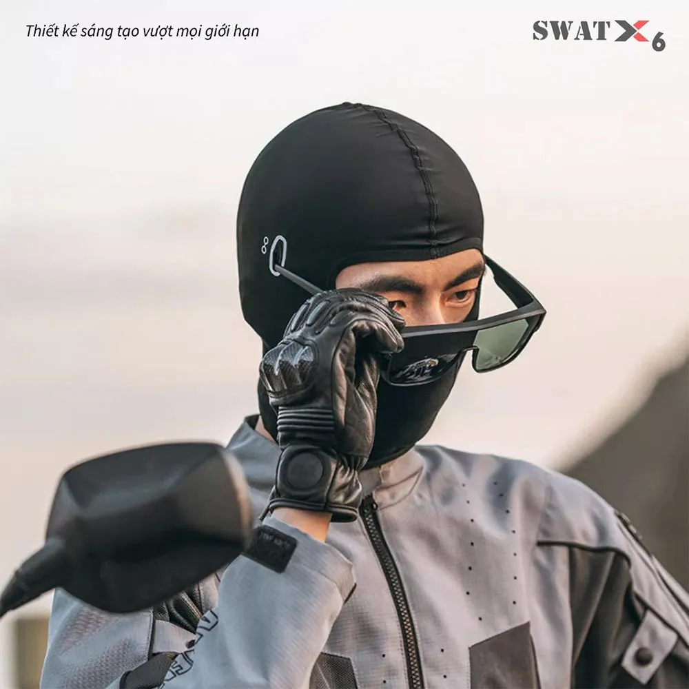 Khăn trùm đầu ninja SWAT X6 Đen (có lỗ đeo kính)