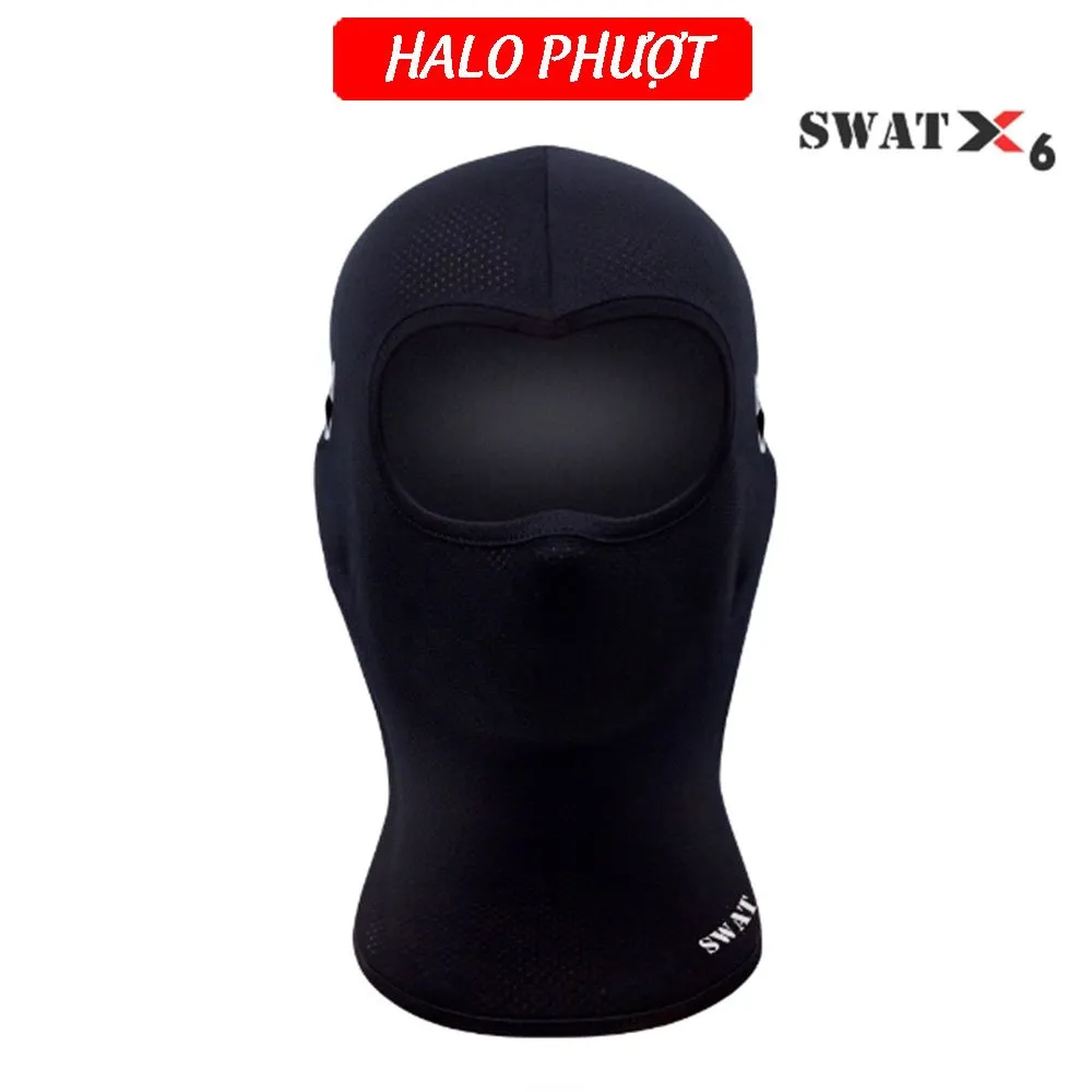 Khăn trùm đầu ninja SWAT X6 Đen (có lỗ đeo kính)
