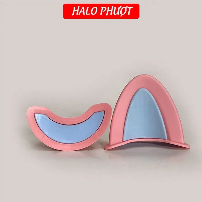 Tai Mèo 2 có đế màu gắn nón bảo hiểm - Hồng Xanh