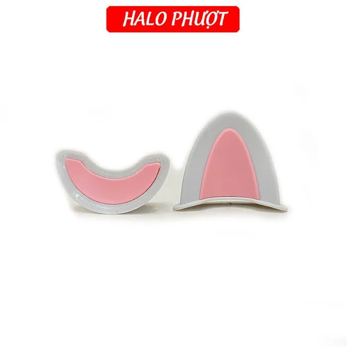 Tai Mèo 2 có đế màu gắn nón bảo hiểm - Xám Hồng