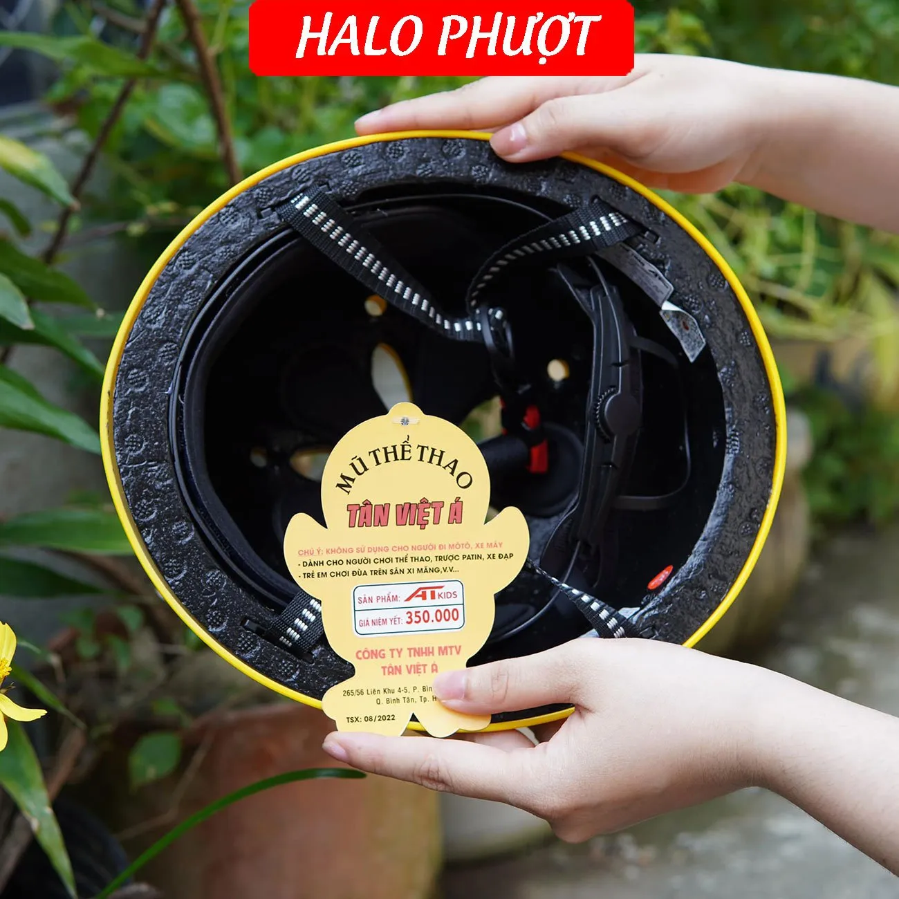 (Full phụ kiện) Mũ Bảo Hiểm Em Bé Tai Bèo Trơn Bóng AT Chính Hãng Xanh Dương