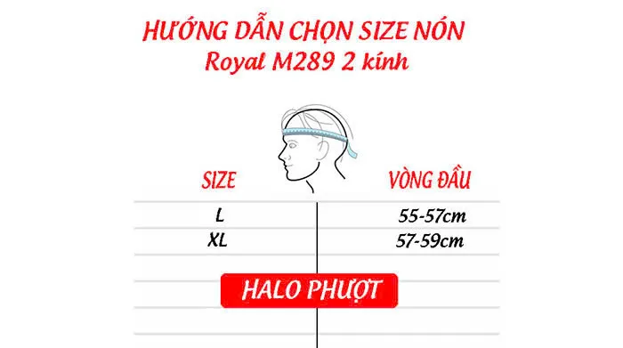 Nón Nửa Đầu 2 Kính Royal M289  Trắng Bóng