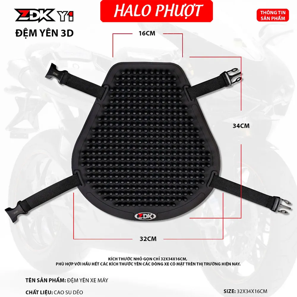 Đệm Lót Yên Xe Máy Cao Su ZDK Y1 và Y2